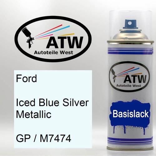 Ford, Iced Blue Silver Metallic, GP / M7474: 400ml Sprühdose, von ATW Autoteile West.